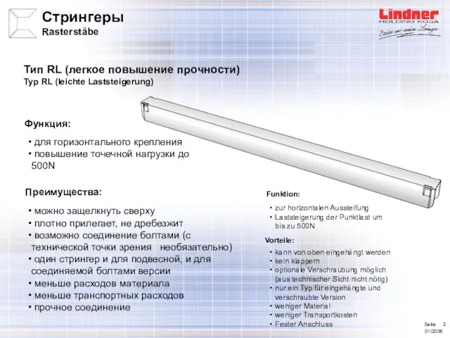 Тип RL (легкое повышение прочности) Typ RL (leichte Laststeigerung) Преимущества: Функция: для