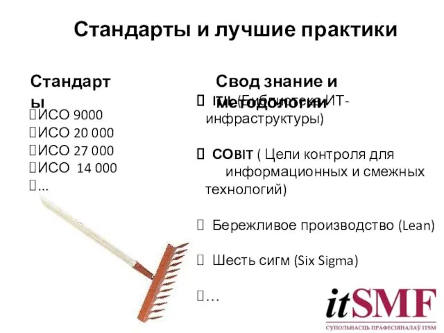 Стандарты и лучшие практики Стандарты Свод знание и методологии ИСО 9000 ИСО