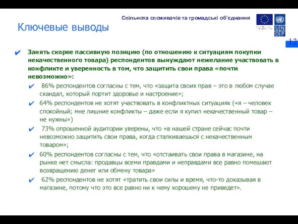 Ключевые выводы Занять скорее пассивную позицию (по отношению к ситуациям покупки некачественного