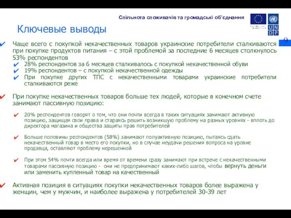 Ключевые выводы Чаще всего с покупкой некачественных товаров украинские потребители сталкиваются при