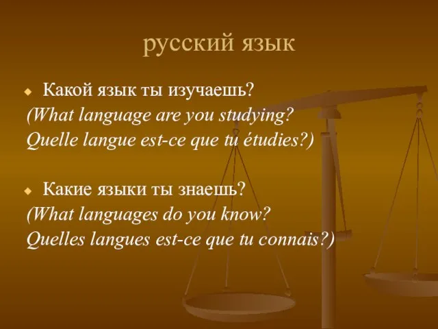 русский язык Какой язык ты изучаешь? (What language are you studying? Quelle