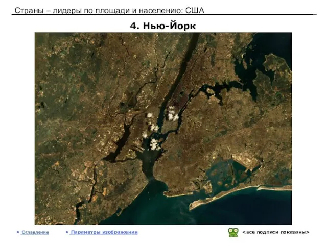 Страны – лидеры по площади и населению: США 4. Нью-Йорк Оглавление Параметры изображения