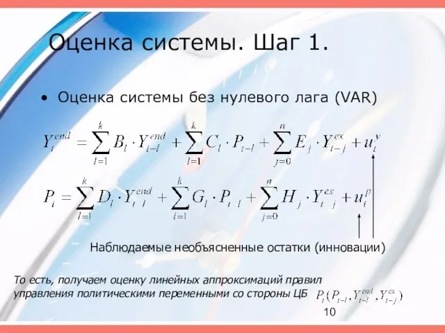 Оценка системы. Шаг 1. Оценка системы без нулевого лага (VAR) Наблюдаемые необъясненные