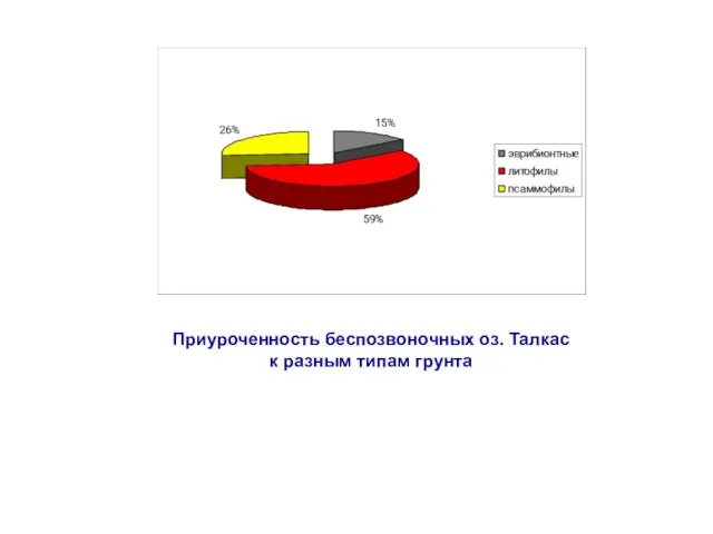 Приуроченность беспозвоночных оз. Талкас к разным типам грунта