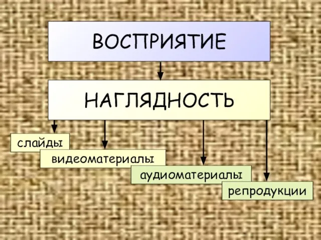 ВОСПРИЯТИЕ НАГЛЯДНОСТЬ слайды видеоматериалы аудиоматериалы репродукции