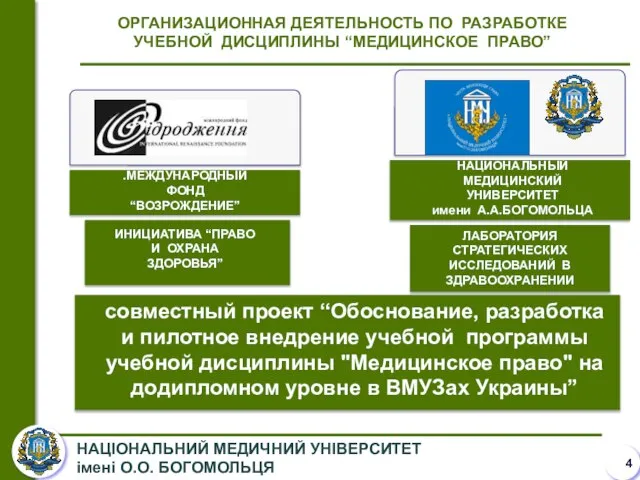 совместный проект “Обоснование, разработка и пилотное внедрение учебной программы учебной дисциплины "Медицинское