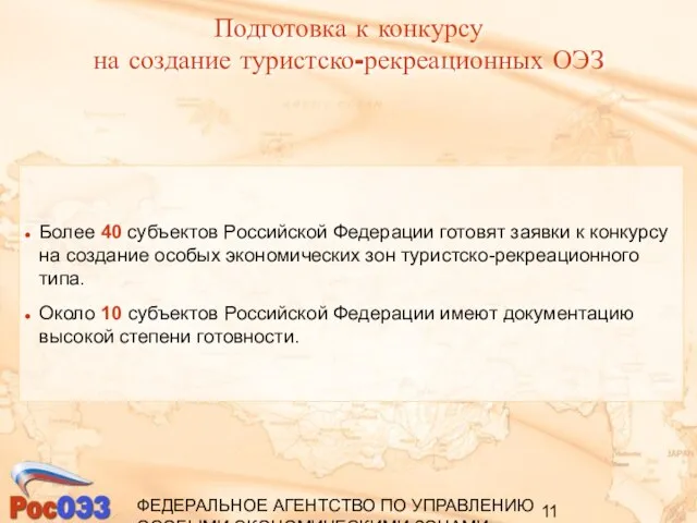 ФЕДЕРАЛЬНОЕ АГЕНТСТВО ПО УПРАВЛЕНИЮ ОСОБЫМИ ЭКОНОМИЧЕСКИМИ ЗОНАМИ Подготовка к конкурсу на создание