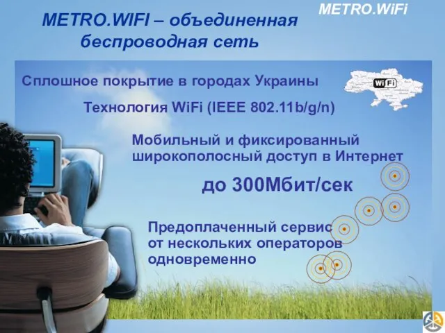 METRO.WIFI – объединенная беспроводная сеть Предоплаченный сервис от нескольких операторов одновременно Сплошное