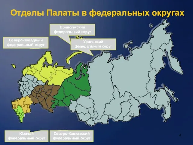 Отделы Палаты в федеральных округах Южный федеральный округ Северо-Кавказский федеральный округ Приволжский