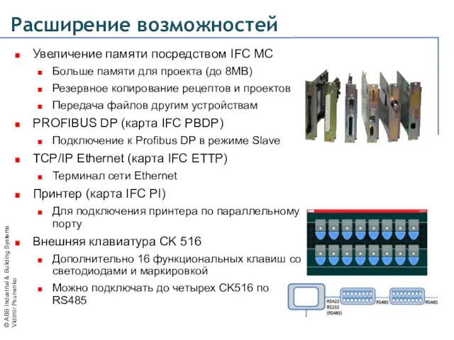 Расширение возможностей Увеличение памяти посредством IFC MC Больше памяти для проекта (до