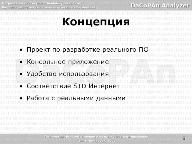 Проект по разработке реального ПО Консольное приложение Удобство использования Соответствие STD Интернет