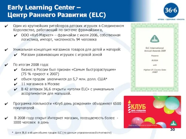 Early Learning Center – Центр Раннего Развития (ELC) Один из крупнейших ритейлеров