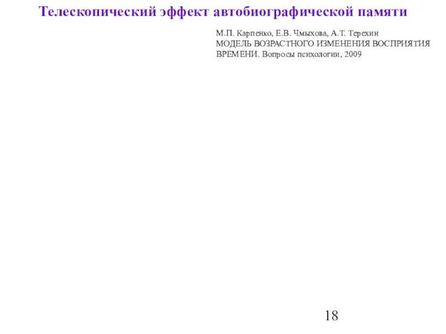 Телескопический эффект автобиографической памяти М.П. Карпенко, Е.В. Чмыхова, А.Т. Терехин МОДЕЛЬ ВОЗРАСТНОГО