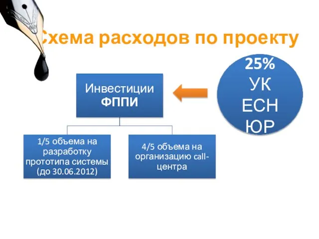 Схема расходов по проекту 25% УК ЕСНЮР