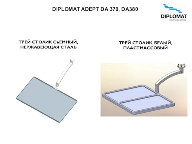ТРЕЙ СТОЛИК СъЕМНЫЙ, НЕРЖАВЕЮЩАЯ СТАЛЬ ТРЕЙ СТОЛИК, БЕЛЫЙ, ПЛАСТМАССОВЫЙ DIPLOMAT ADEPT DA 370, DA380