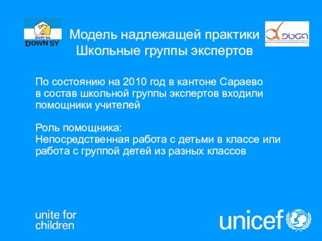 Модель надлежащей практики Школьные группы экспертов По состоянию на 2010 год в