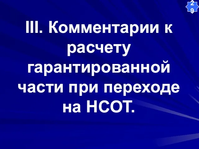 III. Комментарии к расчету гарантированной части при переходе на НСОТ. 29