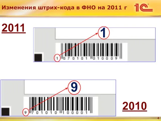 Изменения штрих-кода в ФНО на 2011 г 2011 2010 9 1