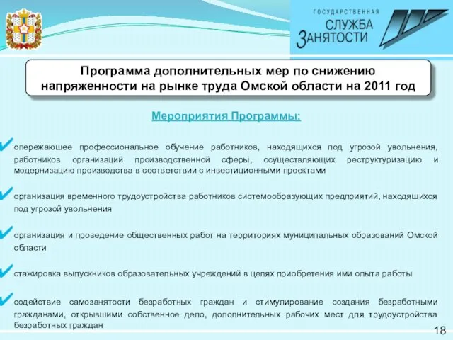 Программа дополнительных мер по снижению напряженности на рынке труда Омской области на