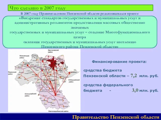 Правительство Пензенской области Что сделано в 2007 году «Внедрение стандартов государственных и