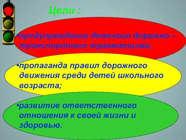 Цели : Цели : предупреждение детского дорожно – транспортного травматизма; пропаганда правил