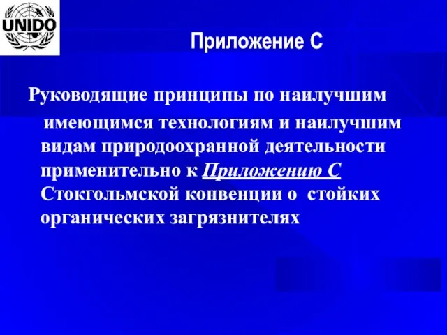 Приложение C Руководящие принципы по наилучшим имеющимся технологиям и наилучшим видам природоохранной