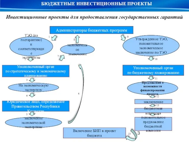 ТЭО (на госгарантию) и соответствующие экспертизы Администраторы бюджетных программ Уполномоченный орган по