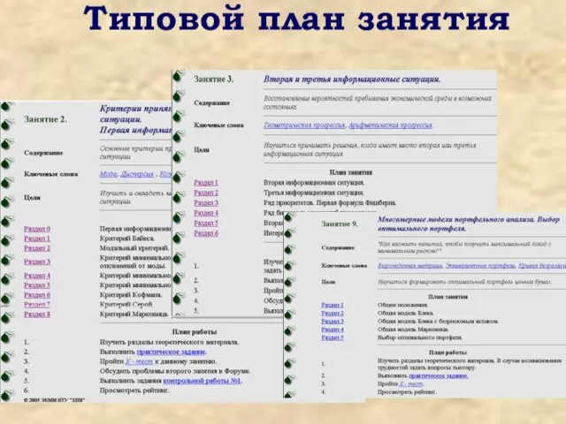 Типовой план занятия