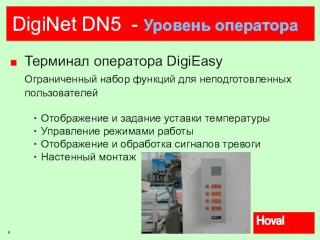 DigiNet DN5 - Уровень оператора Терминал оператора DigiEasy Ограниченный набор функций для