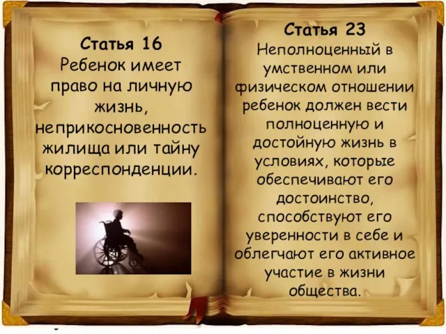 Статья 16 Ребенок имеет право на личную жизнь, неприкосновенность жилища или тайну