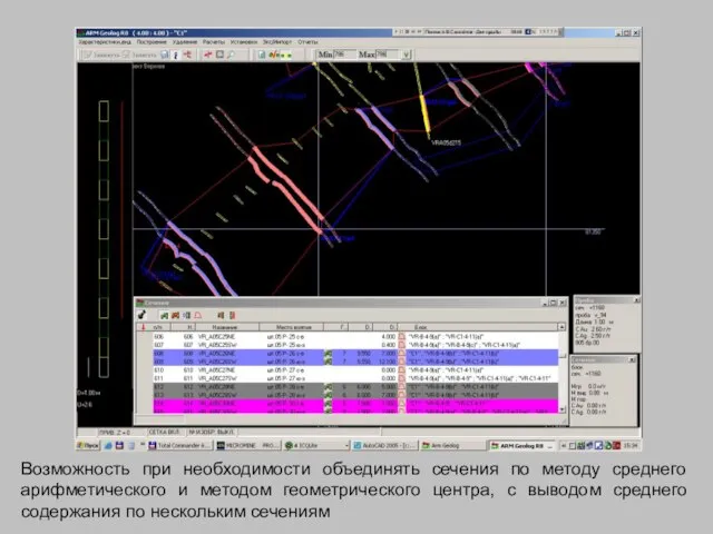 Возможность при необходимости объединять сечения по методу среднего арифметического и методом геометрического