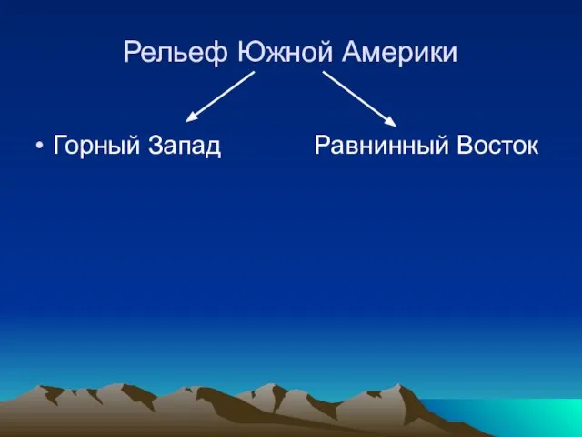 Рельеф Южной Америки Горный Запад Равнинный Восток