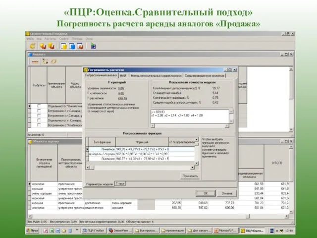 «ПЦР:Оценка.Сравнительный подход» Погрешность расчета аренды аналогов «Продажа»