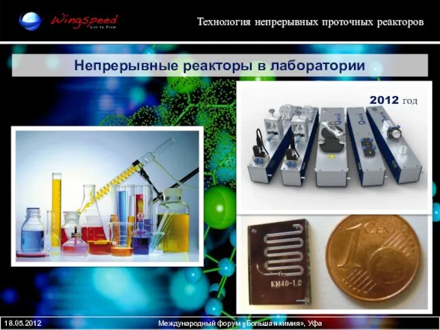 Непрерывные реакторы в лаборатории Технология непрерывных проточных реакторов 2012 год 18.05.2012 Международный форум «Большая химия», Уфа