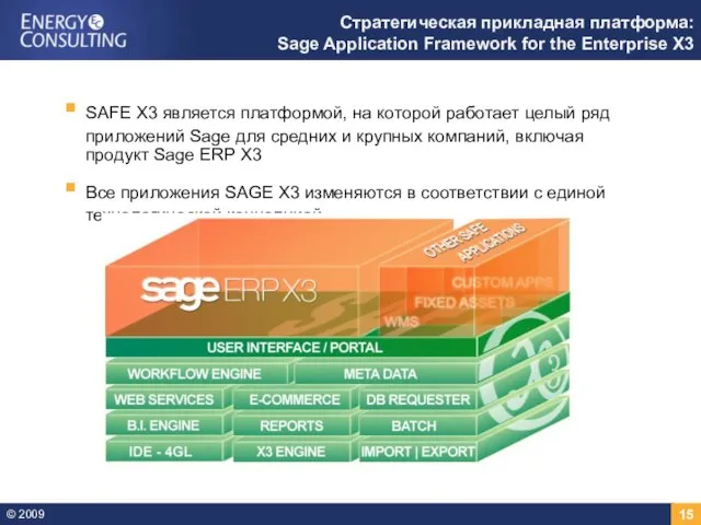 Стратегическая прикладная платформа: Sage Application Framework for the Enterprise X3 SAFE X3