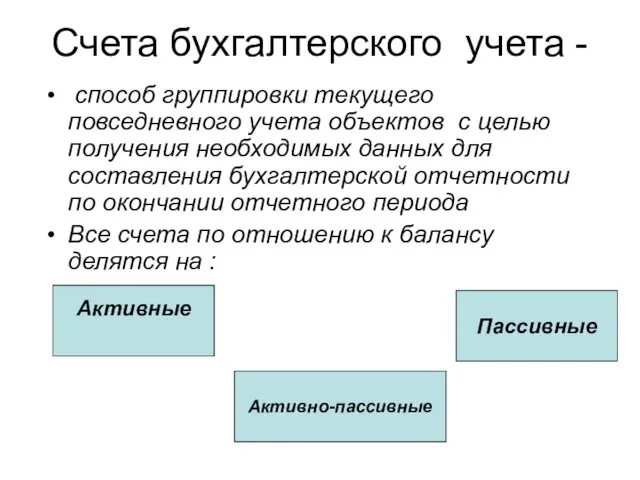 Счета бухгалтерского учета - способ группировки текущего повседневного учета объектов с целью