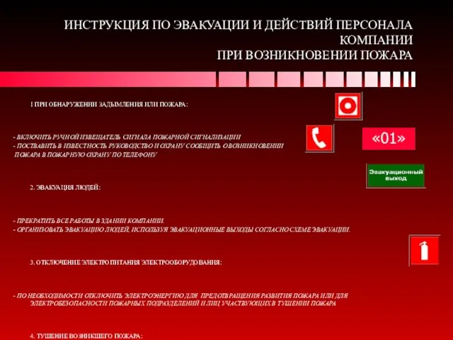 ИНСТРУКЦИЯ ПО ЭВАКУАЦИИ И ДЕЙСТВИЙ ПЕРСОНАЛА КОМПАНИИ ПРИ ВОЗНИКНОВЕНИИ ПОЖАРА 1 ПРИ