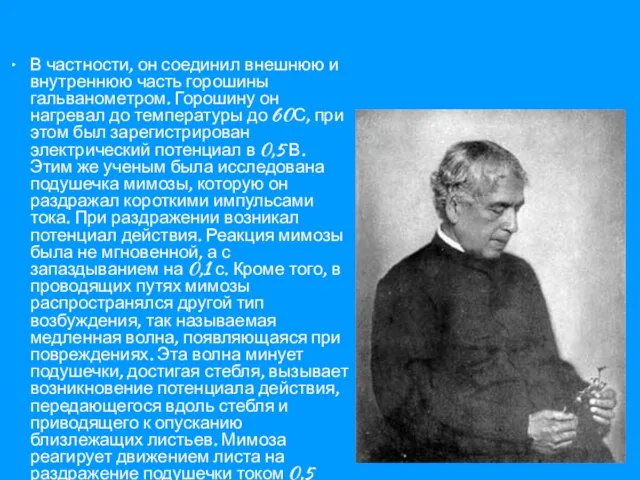 Индийский ученый Бос Джагдиш Чандра В частности, он соединил внешнюю и внутреннюю