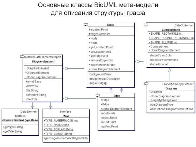 Основные классы BioUML мета-модели для описания структуры графа