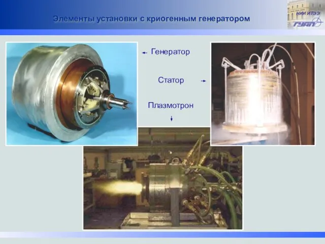 Элементы установки с криогенным генератором Генератор Статор Плазмотрон