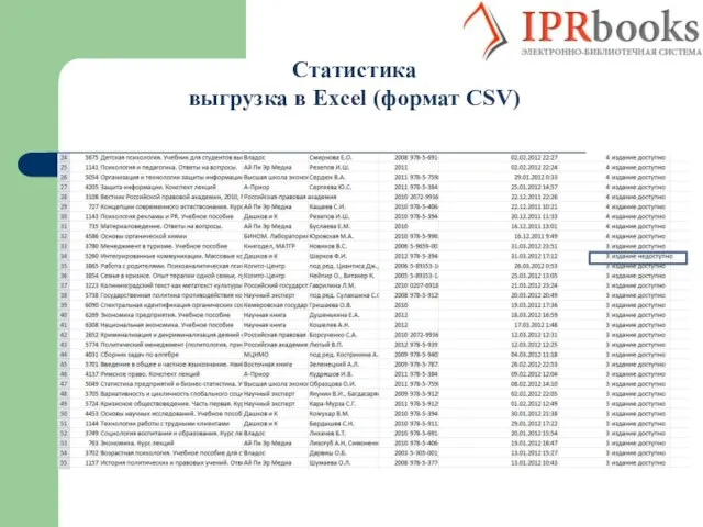 Cтатистика выгрузка в Excel (формат CSV)