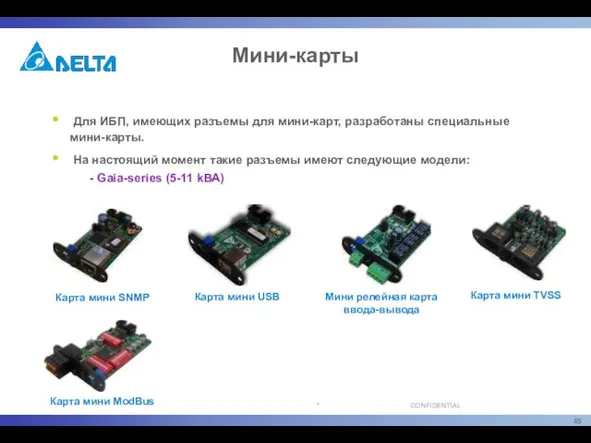 Карта мини SNMP Карта мини USB Карта мини TVSS Мини релейная карта