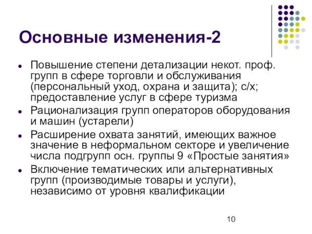 Основные изменения-2 Повышение степени детализации некот. проф. групп в сфере торговли и