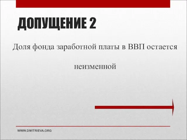 ДОПУЩЕНИЕ 2 Доля фонда заработной платы в ВВП остается неизменной WWW.DMITRIEVA.ORG