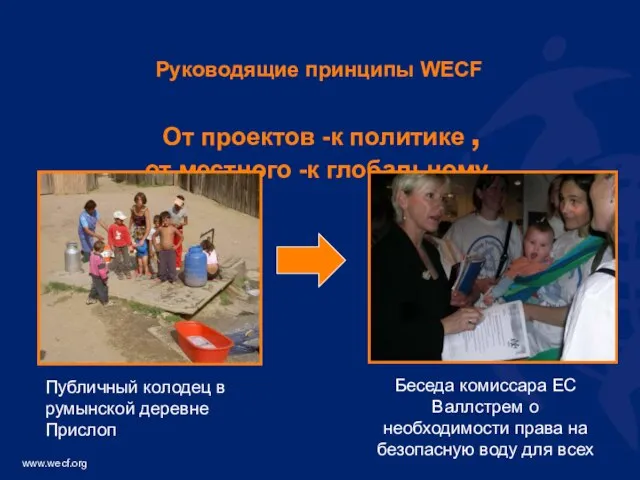 Руководящие принципы WECF От проектов -к политике , от местного -к глобальному.