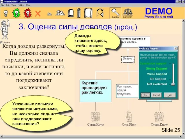 Указанные посылки являются истинными, но насколько сильно они поддерживают заключение? Когда доводы