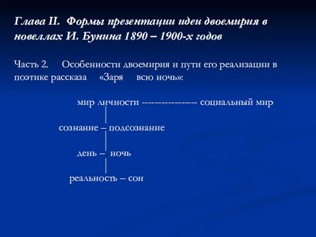 Глава II. Формы презентации идеи двоемирия в новеллах И. Бунина 1890 –