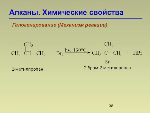 Алканы. Химические свойства Галогенирование (Механизм реакции)