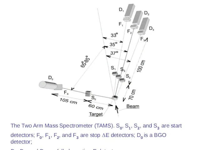 The Two Arm Mass Spectrometer (TAMS). S0, S1, S2, and S3 are