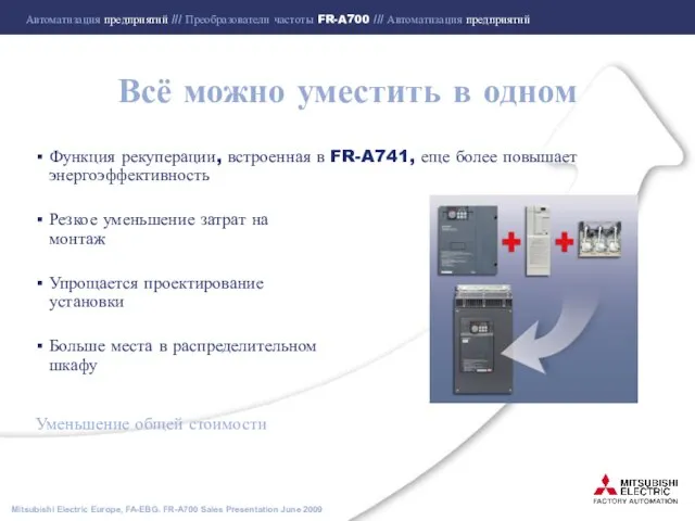 Всё можно уместить в одном Функция рекуперации, встроенная в FR-A741, еще более